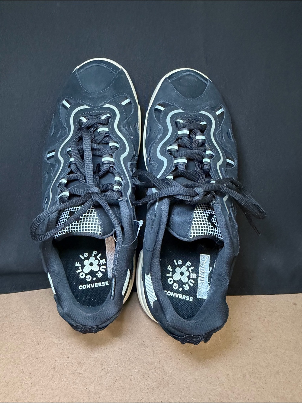Golf Le Fleur X Converse Gianno Shoes Mens Size 9 Black Leather Sneakers 168212C